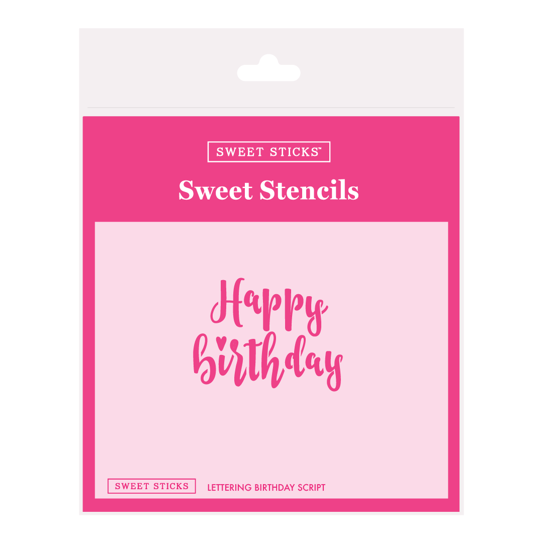 Lettering Birthday Script Sweet Stencil