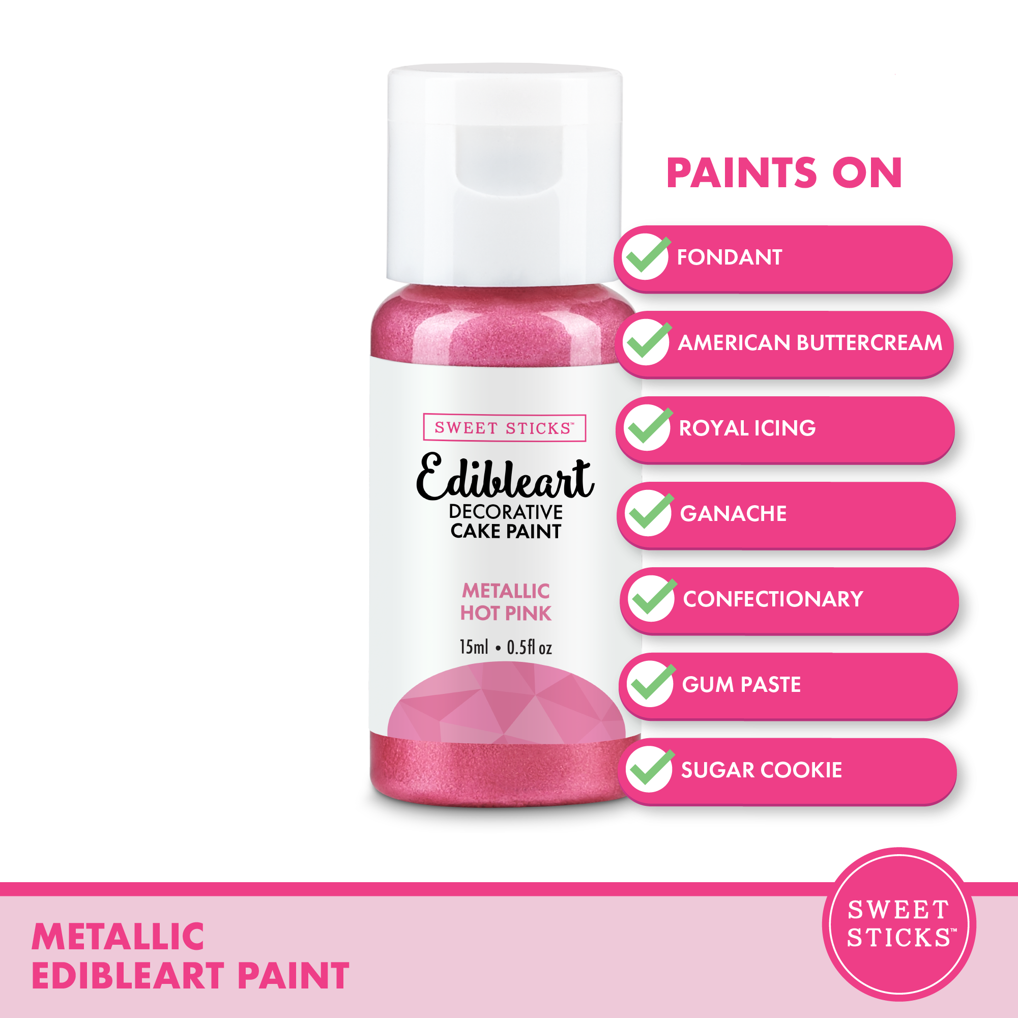 Hot Pink Metallic Edibleart Paint