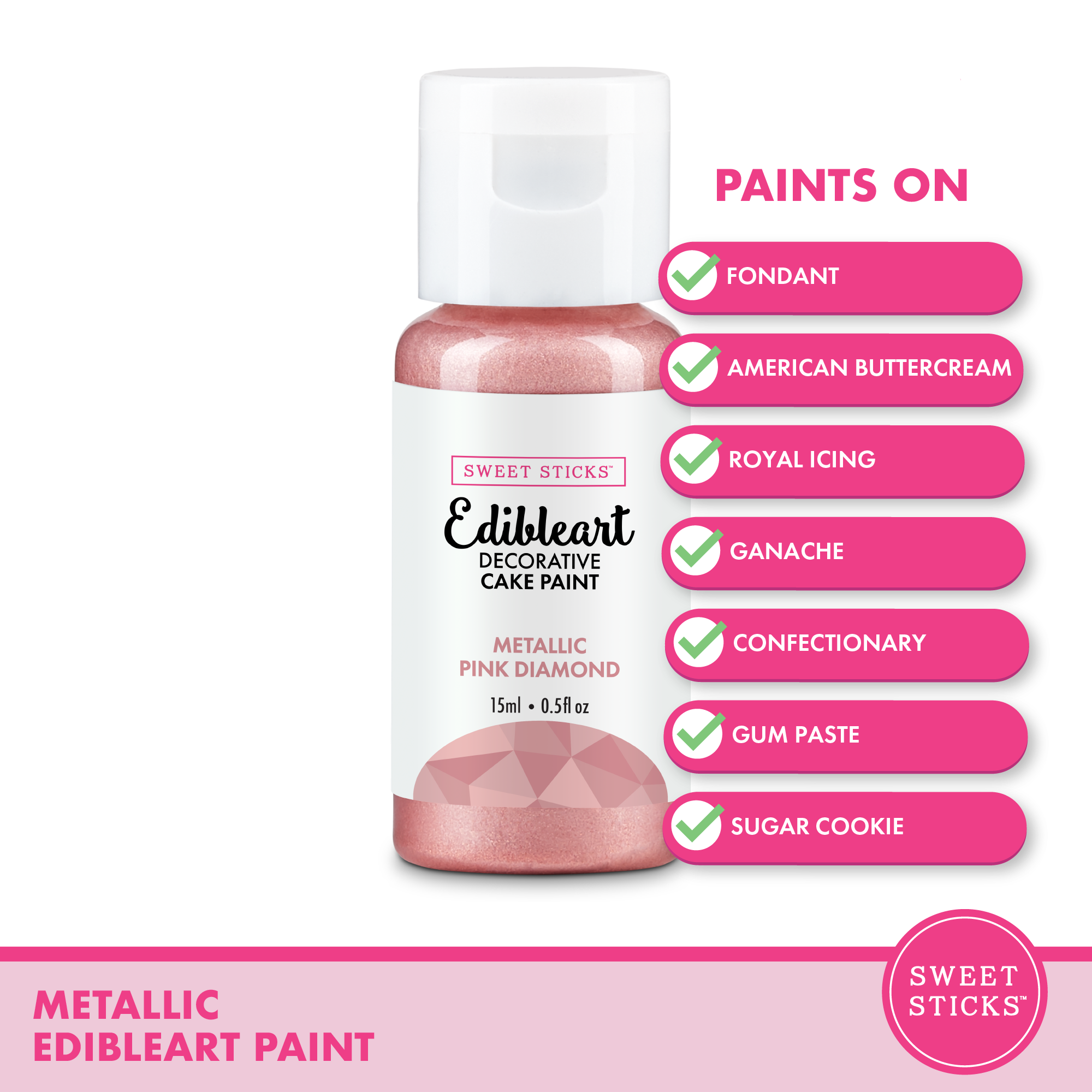 Pink Diamond Metallic Edibleart Paint