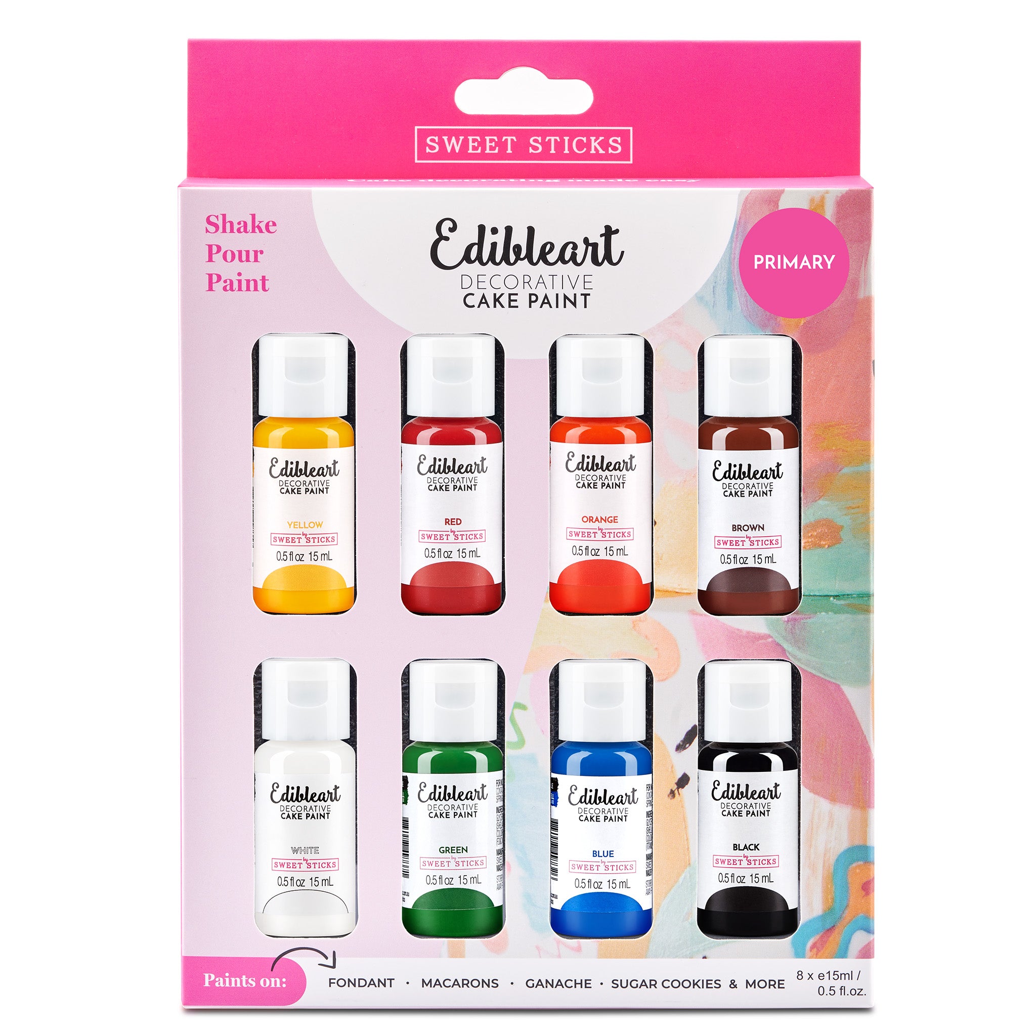 'Primary' 8 Pack: 15 ml Edibleart Paint